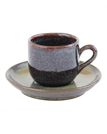 espresso kop en schotel oker glaze ceramic