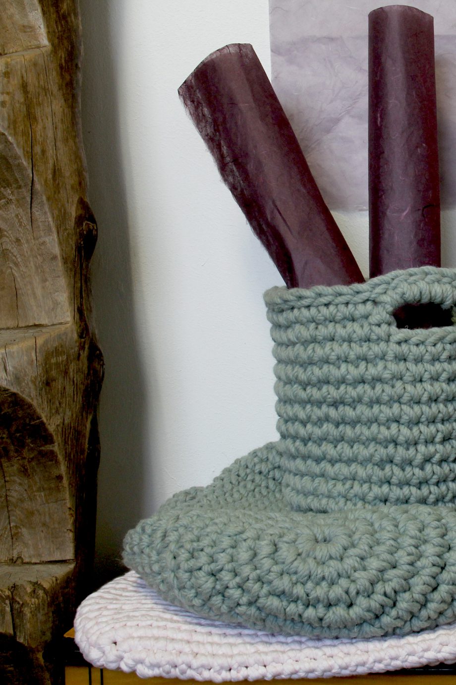 nordic sage crochet woolen basket
