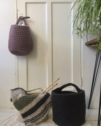 nordic violet en antraciet crochet woolen basket